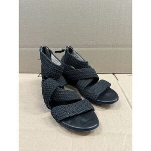 Matt Bernson Delphine Women's 8 Textile‎ Crisscross Wedge Sandal Black Knot